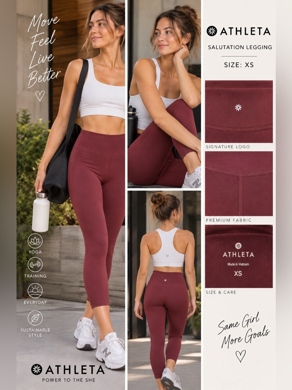 Athleta Capri Leggings in Burgundy size XS